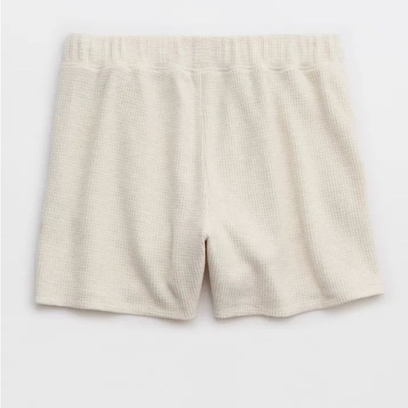 aerie Pants - Aerie Waffle Knit Lace-Trim Shorts – Cream – Size XL